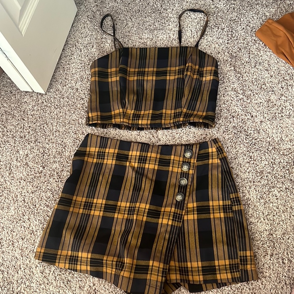 Plaid matching set